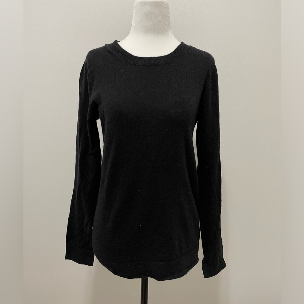 J Crew Black Size Small Cotton Wool Blend Teddie Crew Neck Sweater
